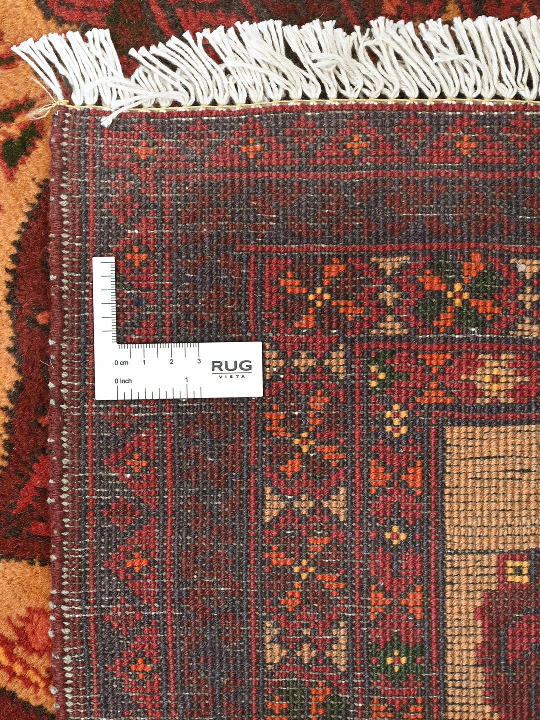 Kunduz rug from Afghanistan in dark-red and beige