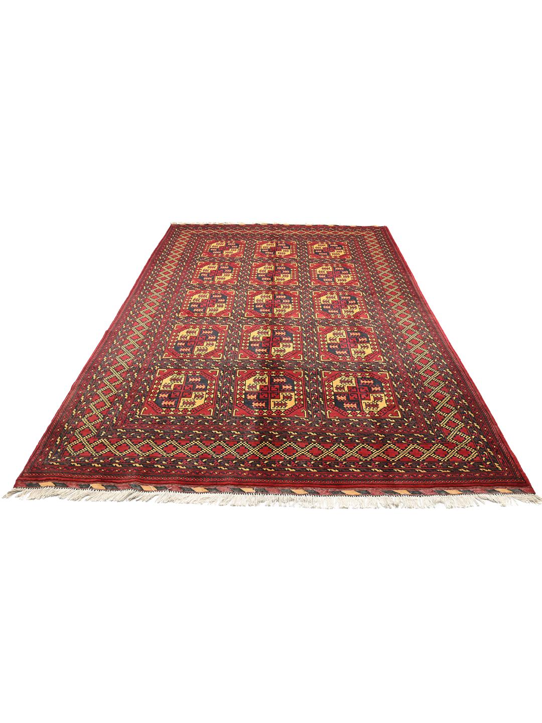 Handmade Afghan Kunduz rug in red