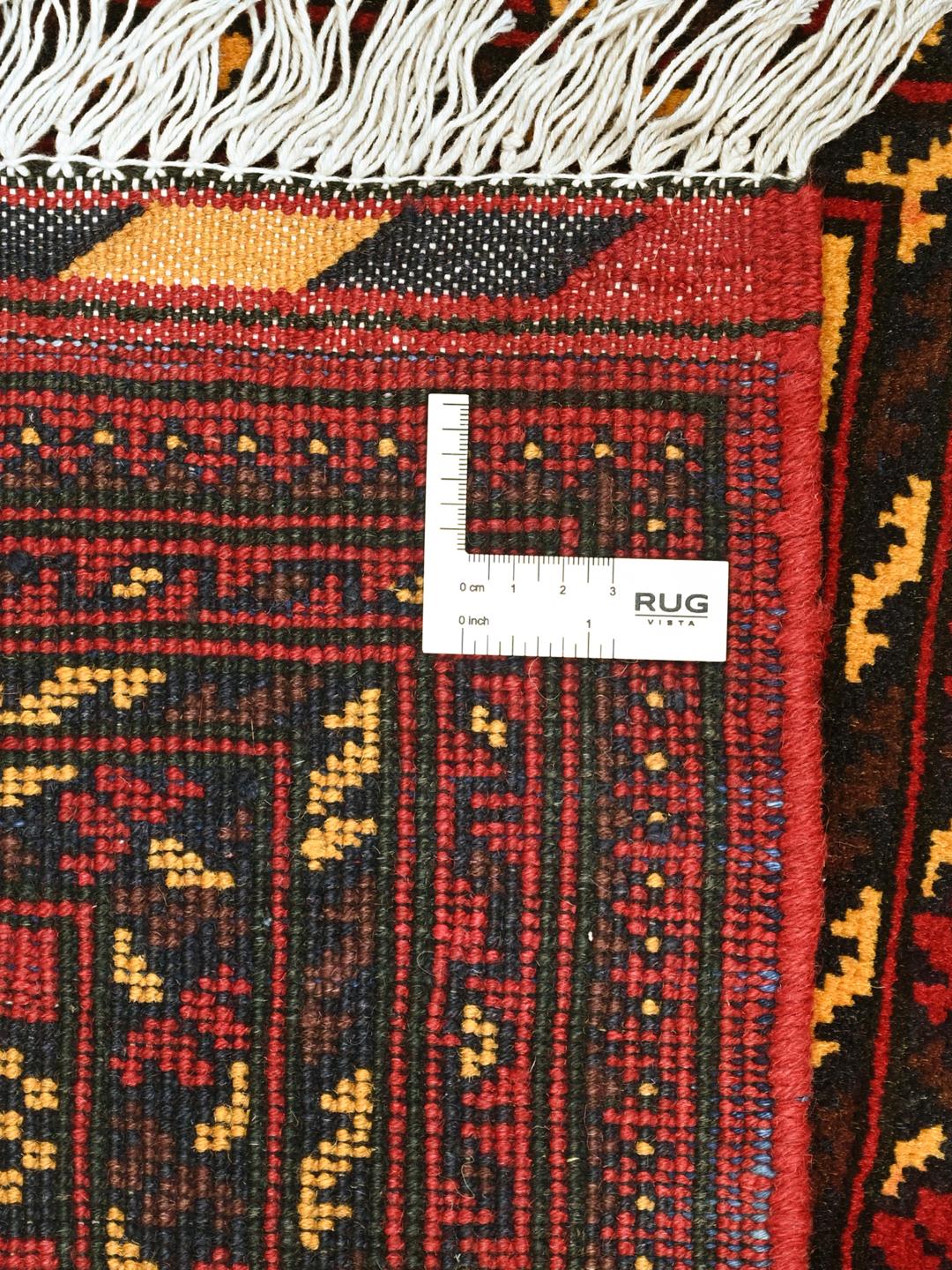 Handmade Afghan Kunduz rug in red