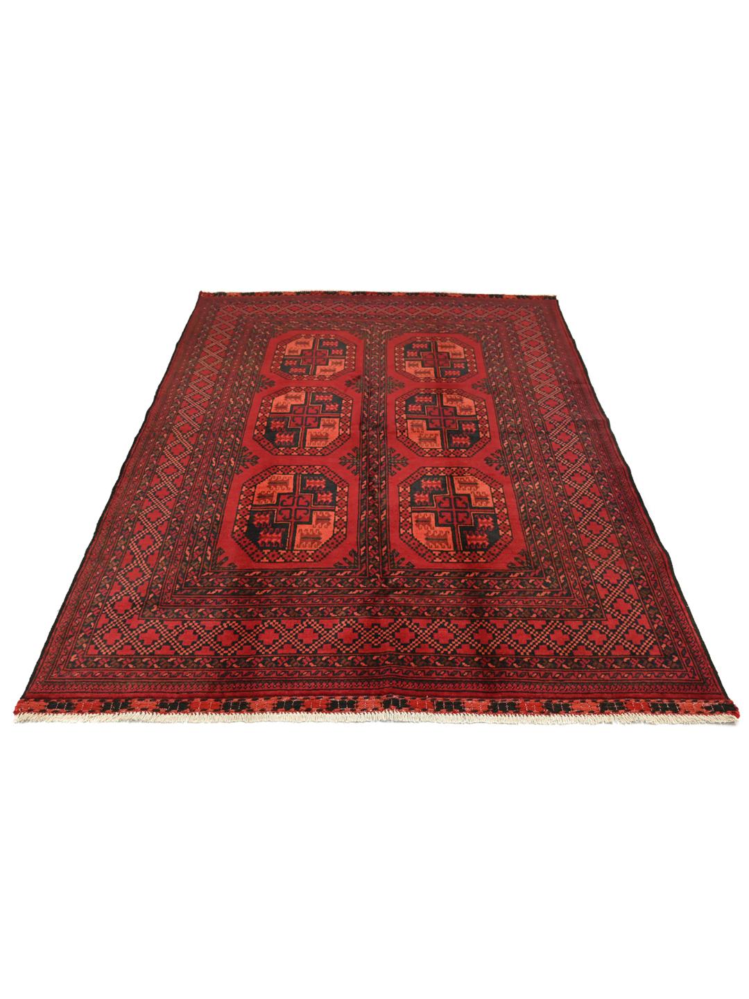 Tapis afghan Kunduz fait main en couleur rouge
