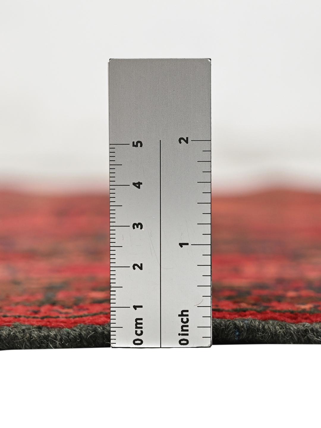 Tapis afghan Kunduz fait main en couleur rouge