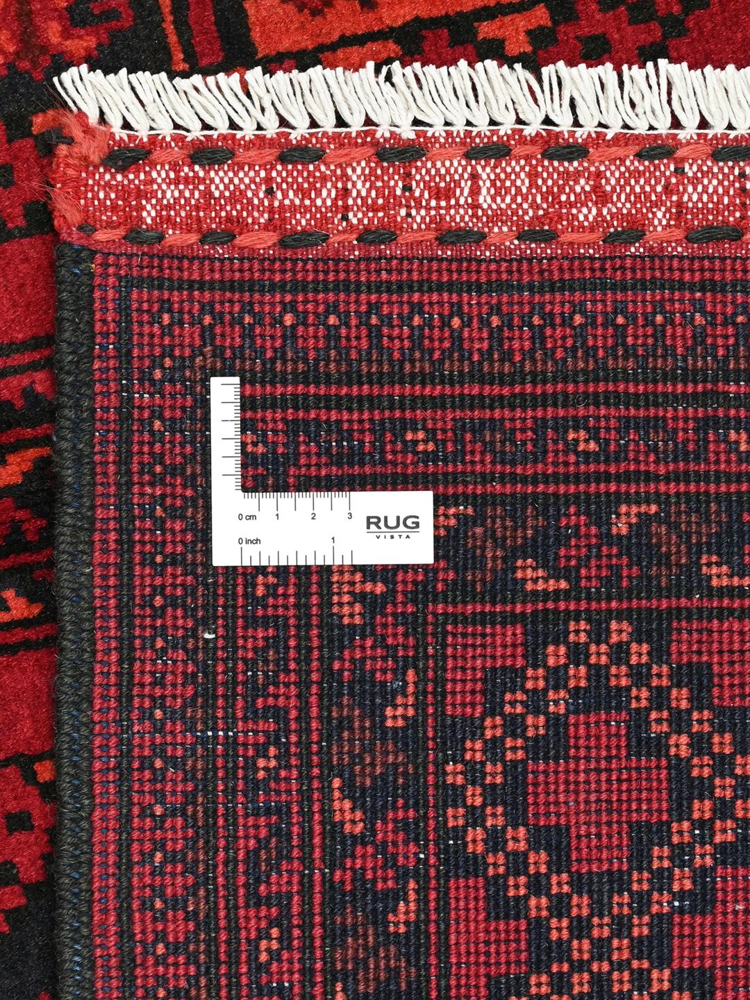 Tapis afghan Kunduz fait main en couleur rouge