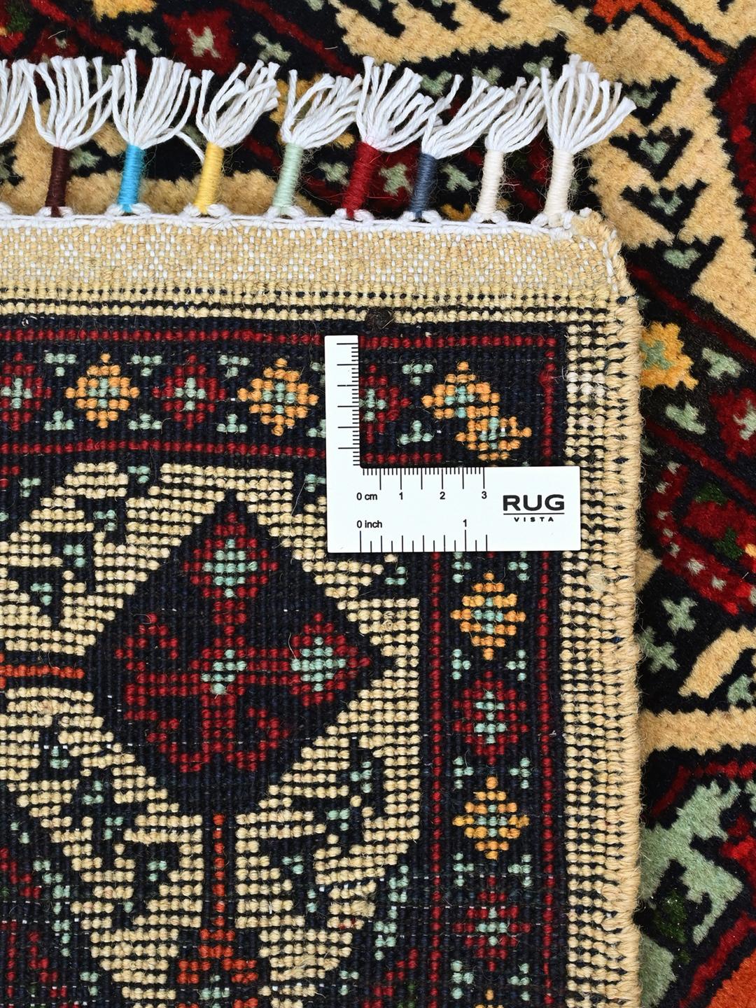 Håndknyttet afghansk Kunduz-tæppe med traditionelle medaljoner i beige og rød