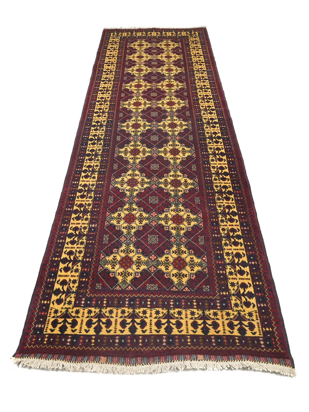 Tapis couloir Kunduz d'Afghanistan en couleur rouge