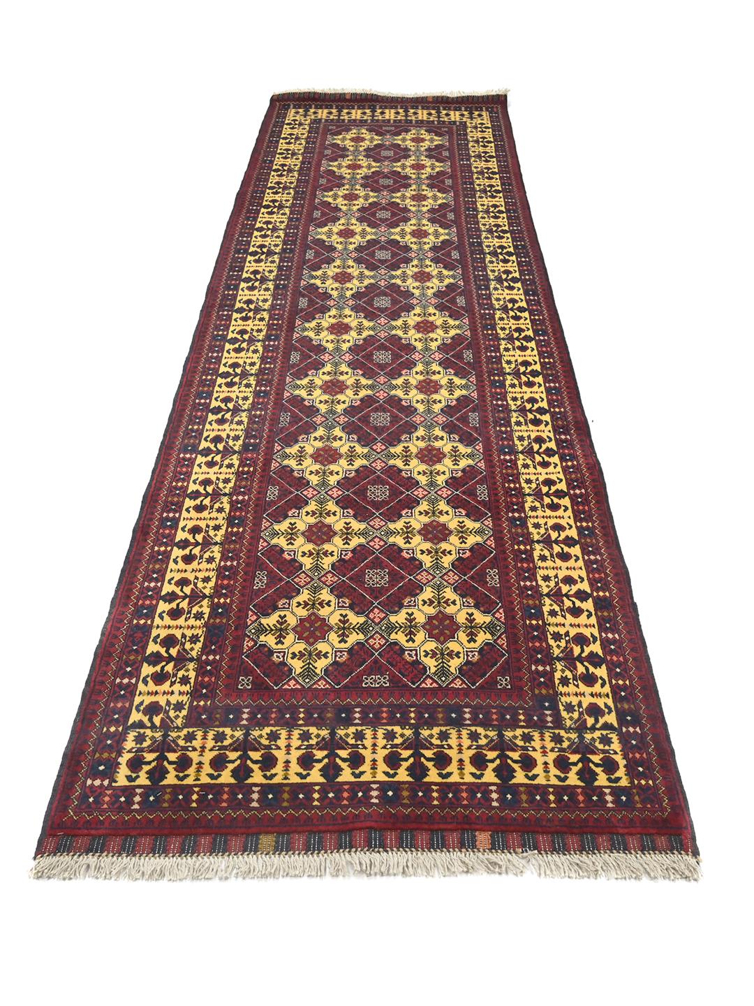 Tapis couloir Kunduz d'Afghanistan en couleur rouge