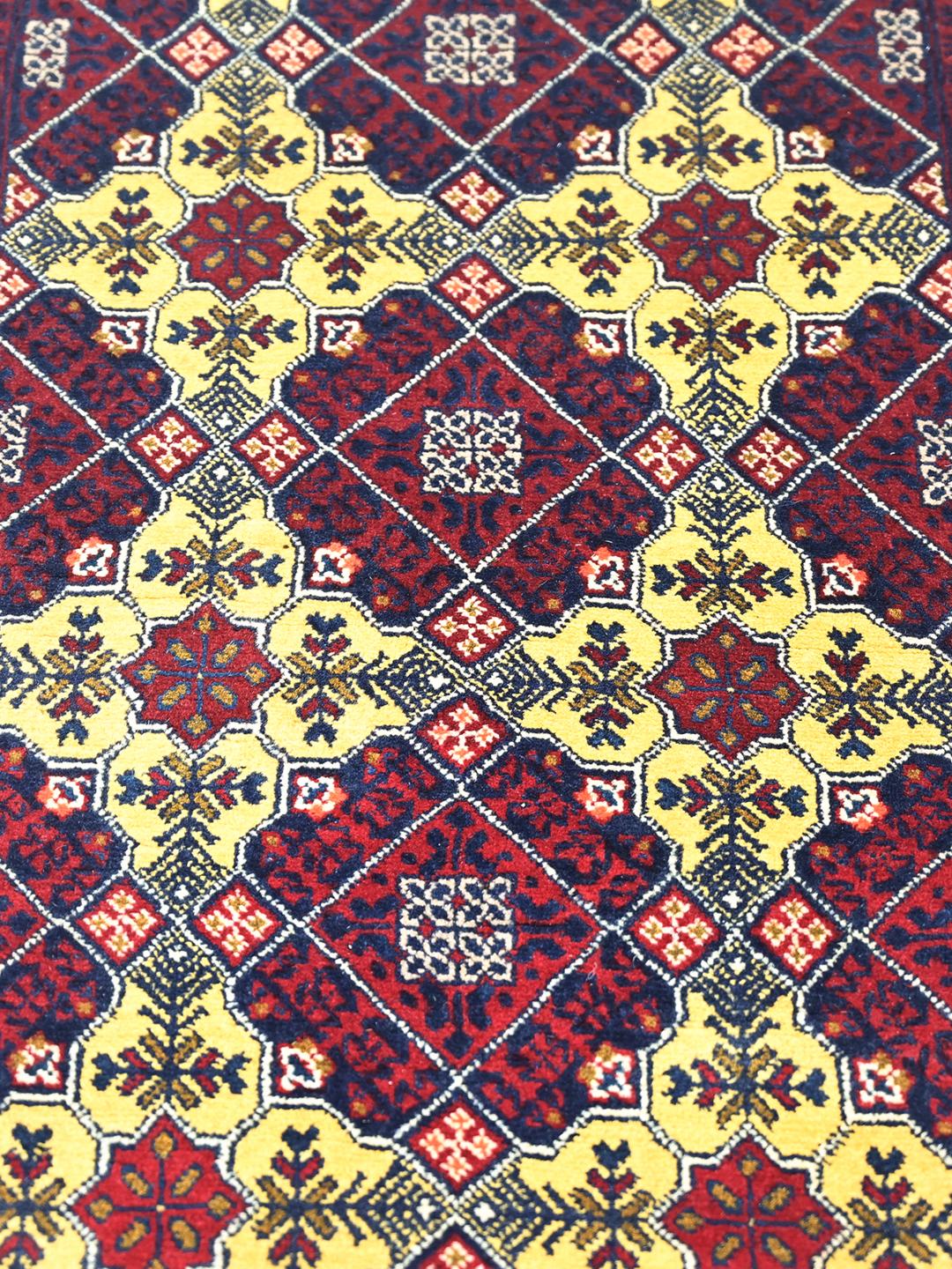 Tapis couloir Kunduz d'Afghanistan en couleur rouge