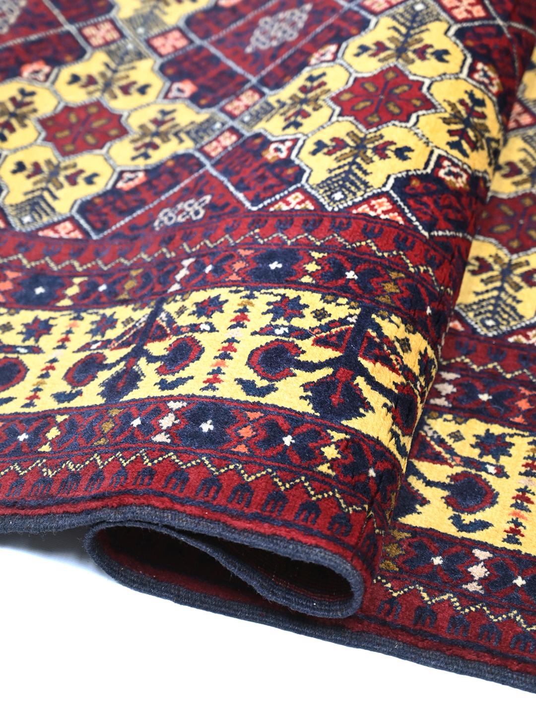 Tapis couloir Kunduz d'Afghanistan en couleur rouge