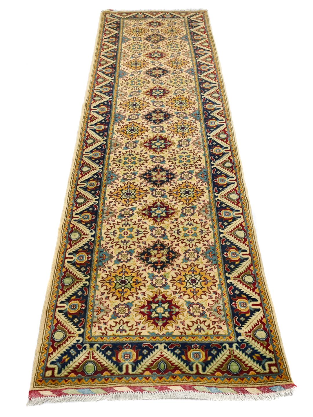 Handmade runner rug from Afghanistan in beige