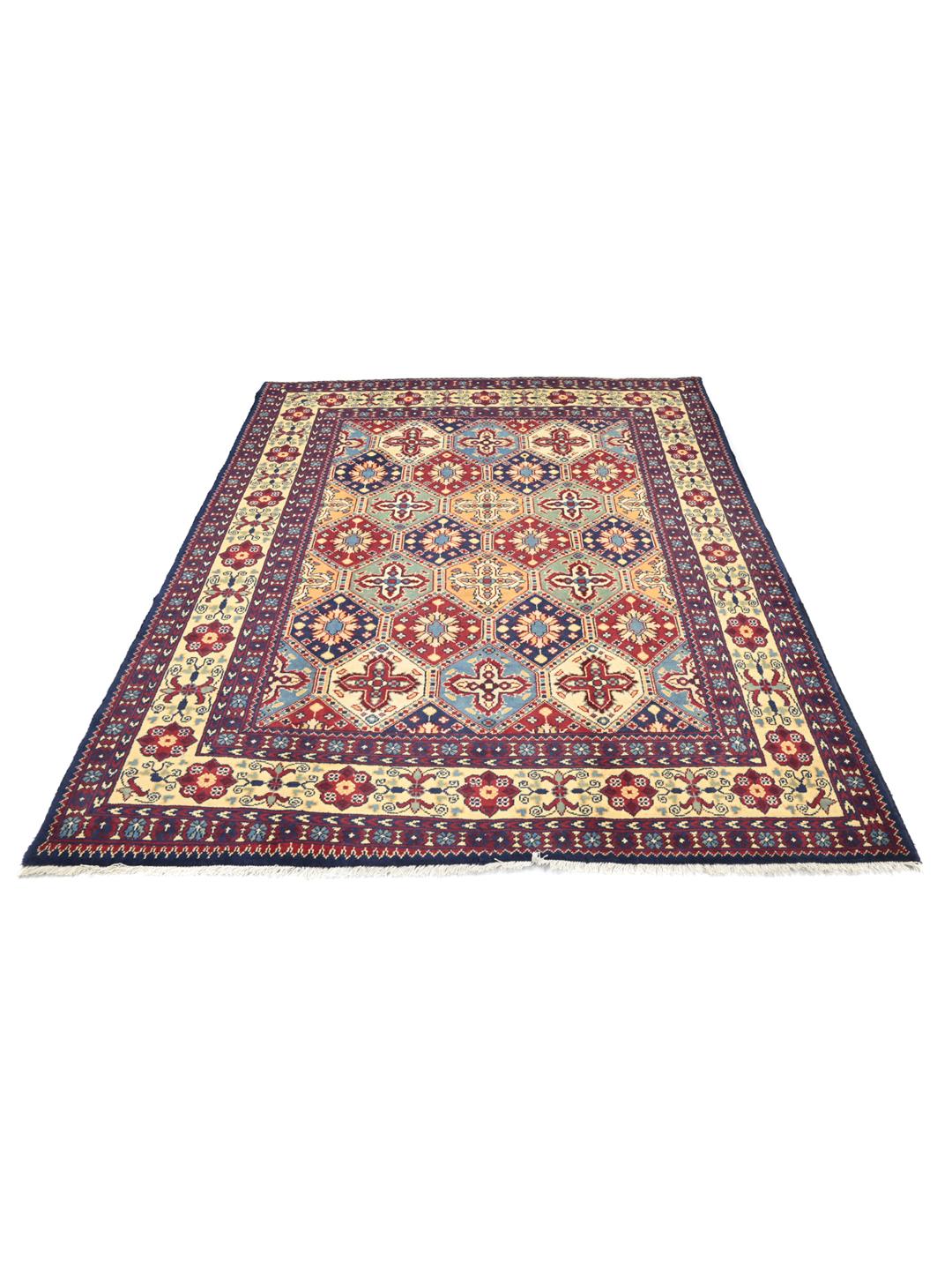 Handmade Afghan rug in multicolour