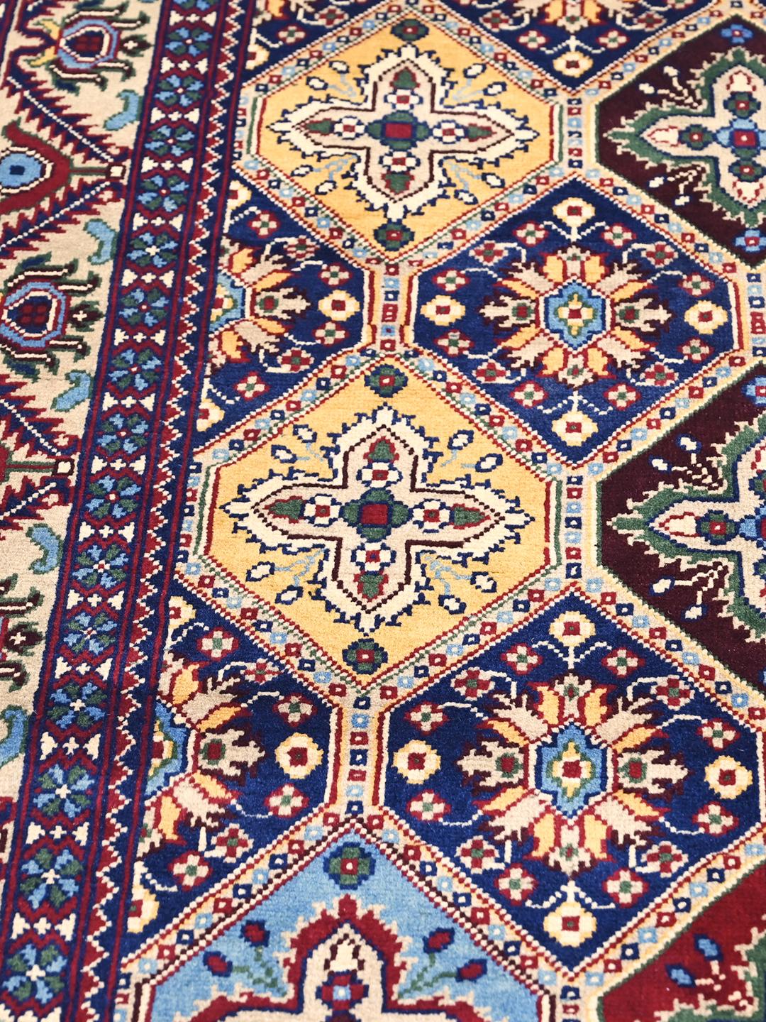 Handgeknoopt Kunduz wollen vloerkleed uit Afghanistan in multikleur