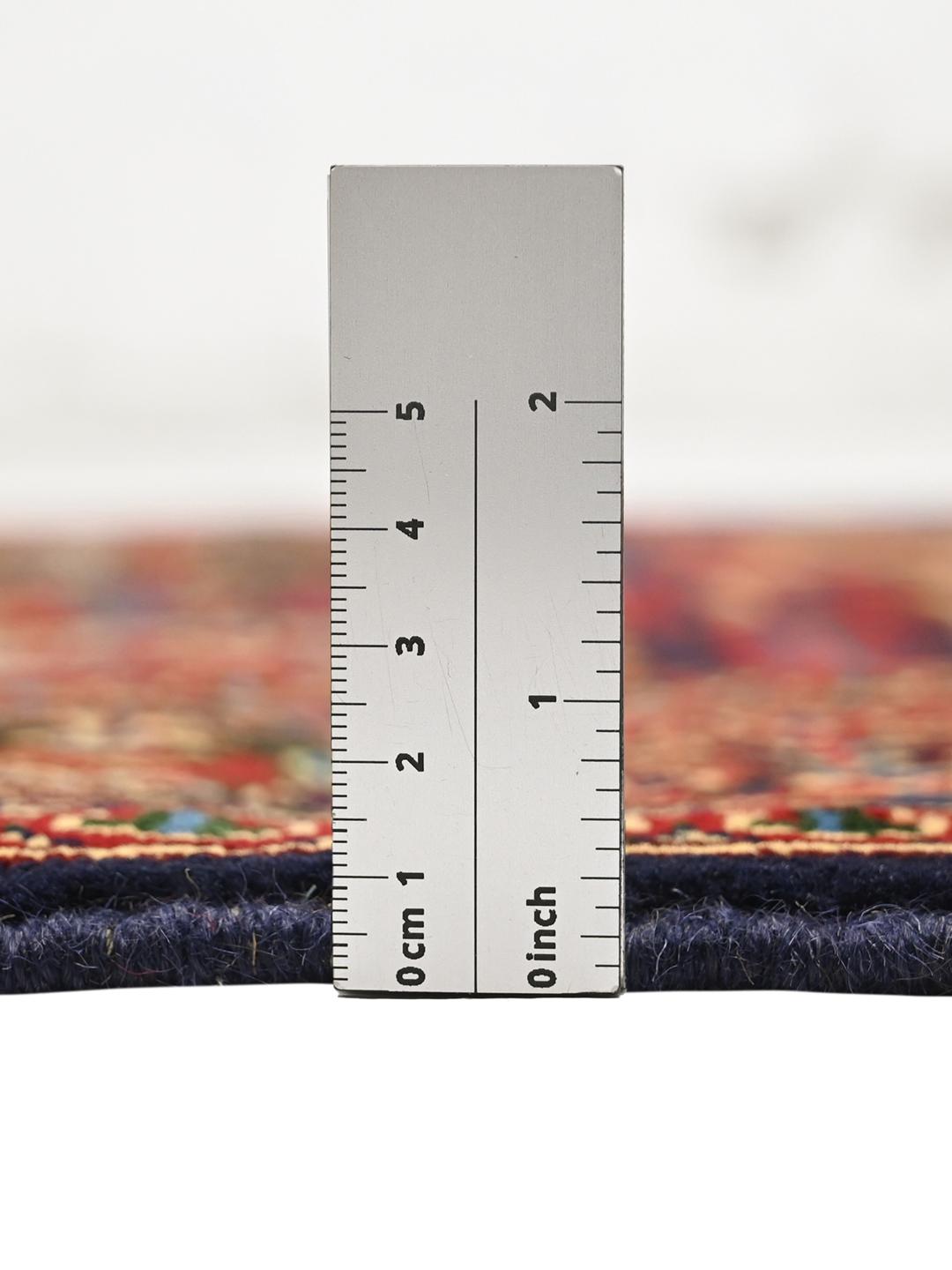Hand-knotted Kunduz rug from Afghanistan in dark-red and multicolour tones