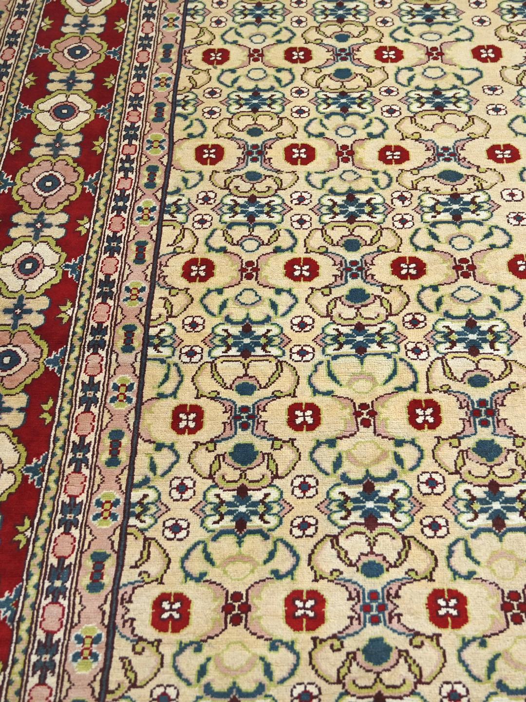Håndlavet afghansk tæppe i rød og beige
