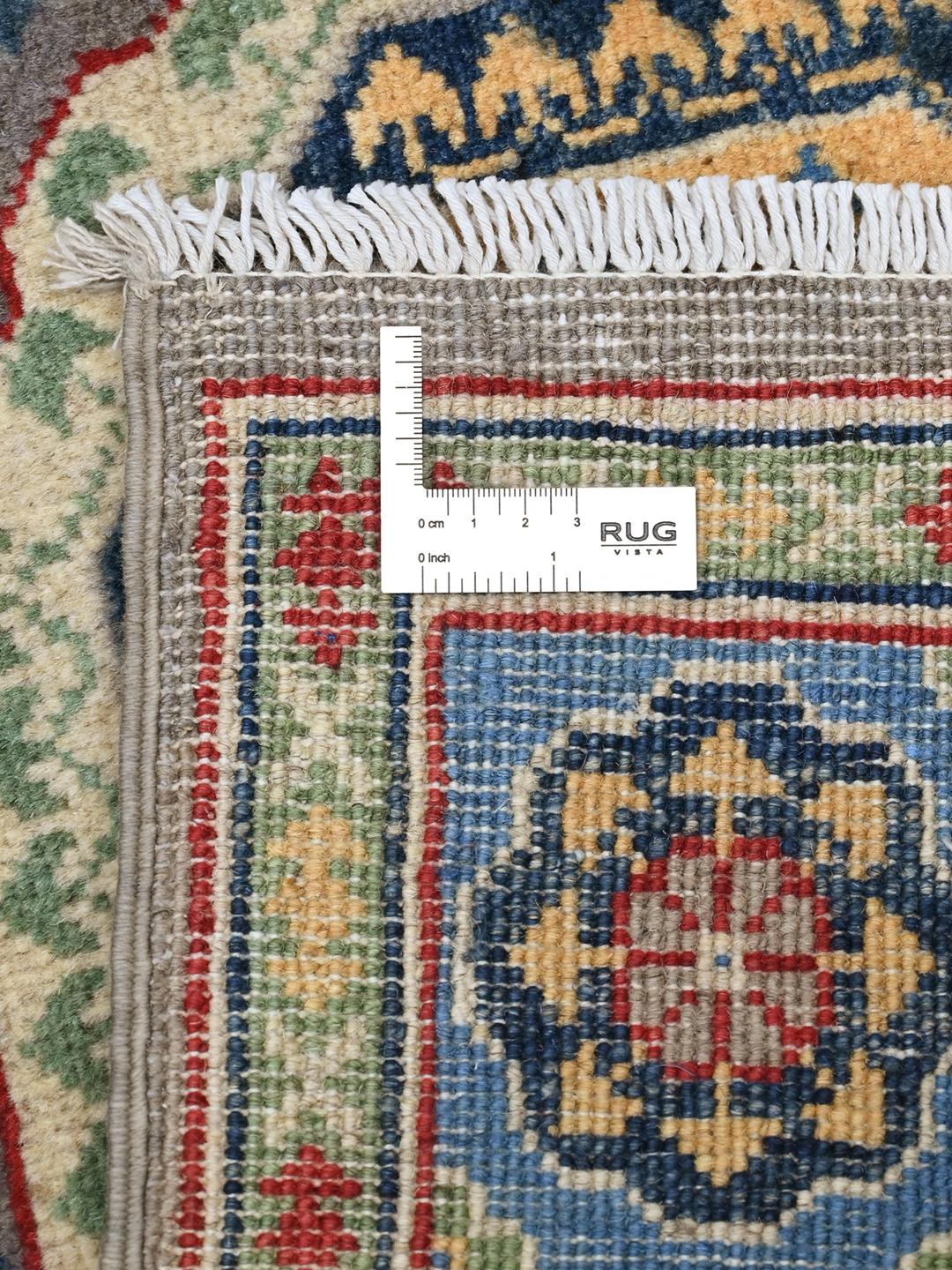 Handgeknüpfter Kazak Fine Wollteppich aus Afghanistan in Dunkelgrau und Blau