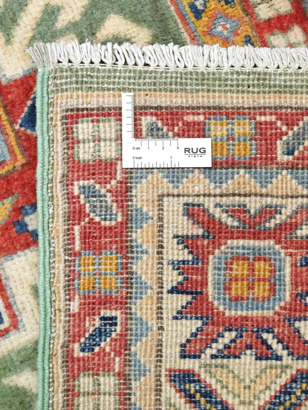 Handgeknüpfter Kazak Fine Teppich aus Afghanistan in Grün und Mehrfarbig