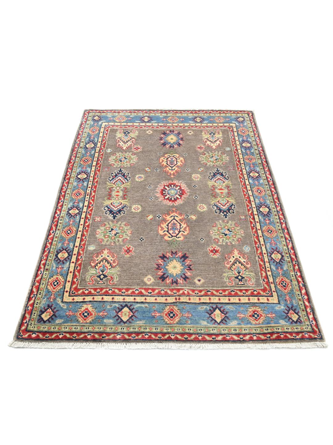 Handgeknüpfter Afghan Kazak Fine Teppich in Grau und Blau