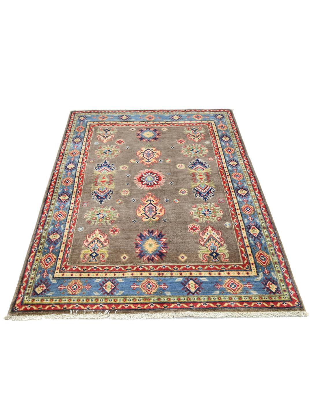 Handgeknüpfter Afghan Kazak Fine Teppich in Grau und Blau