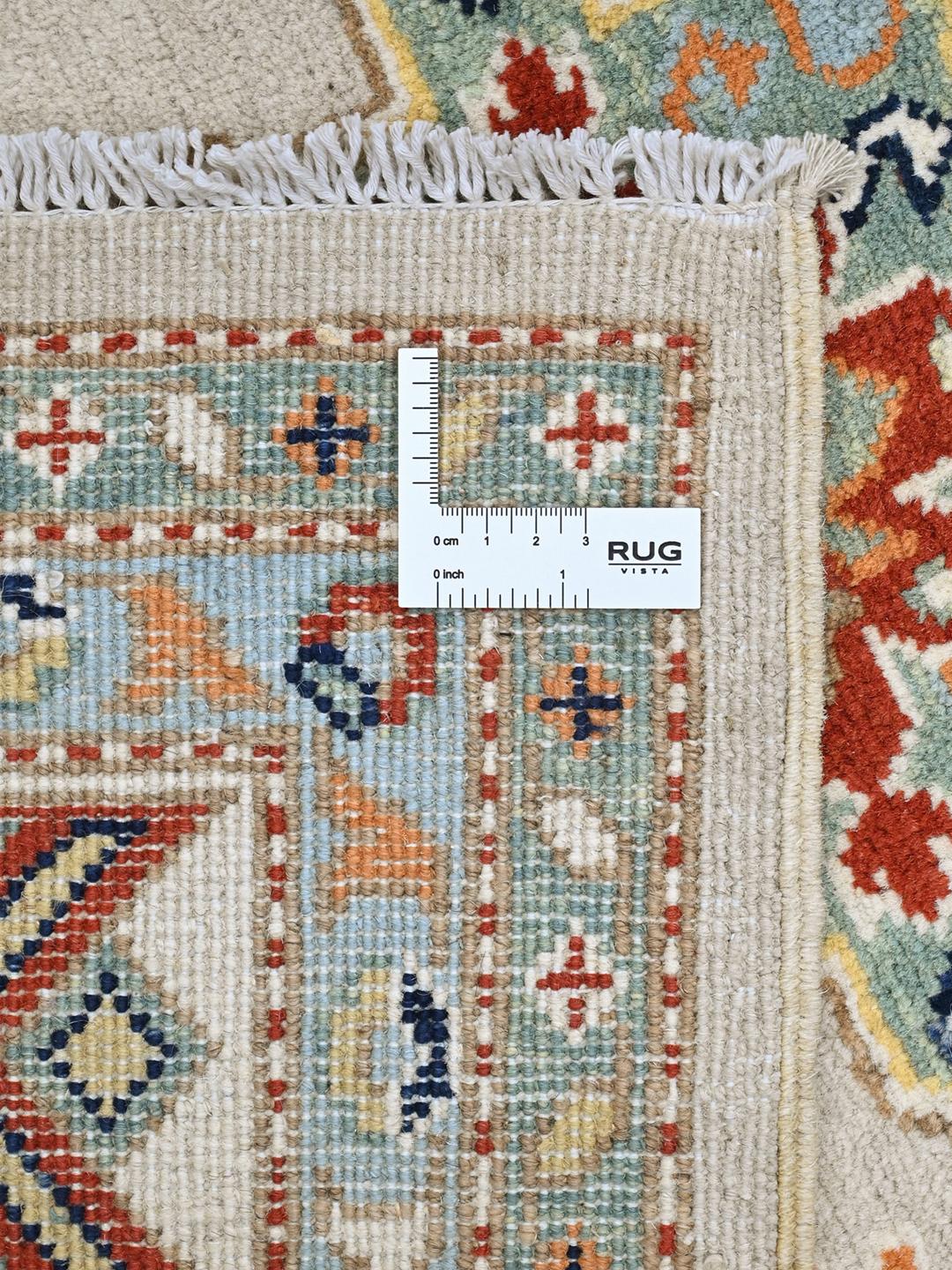 Hand-knotted Kazak Fine wool rug from Afghanistan in beige and multicolor