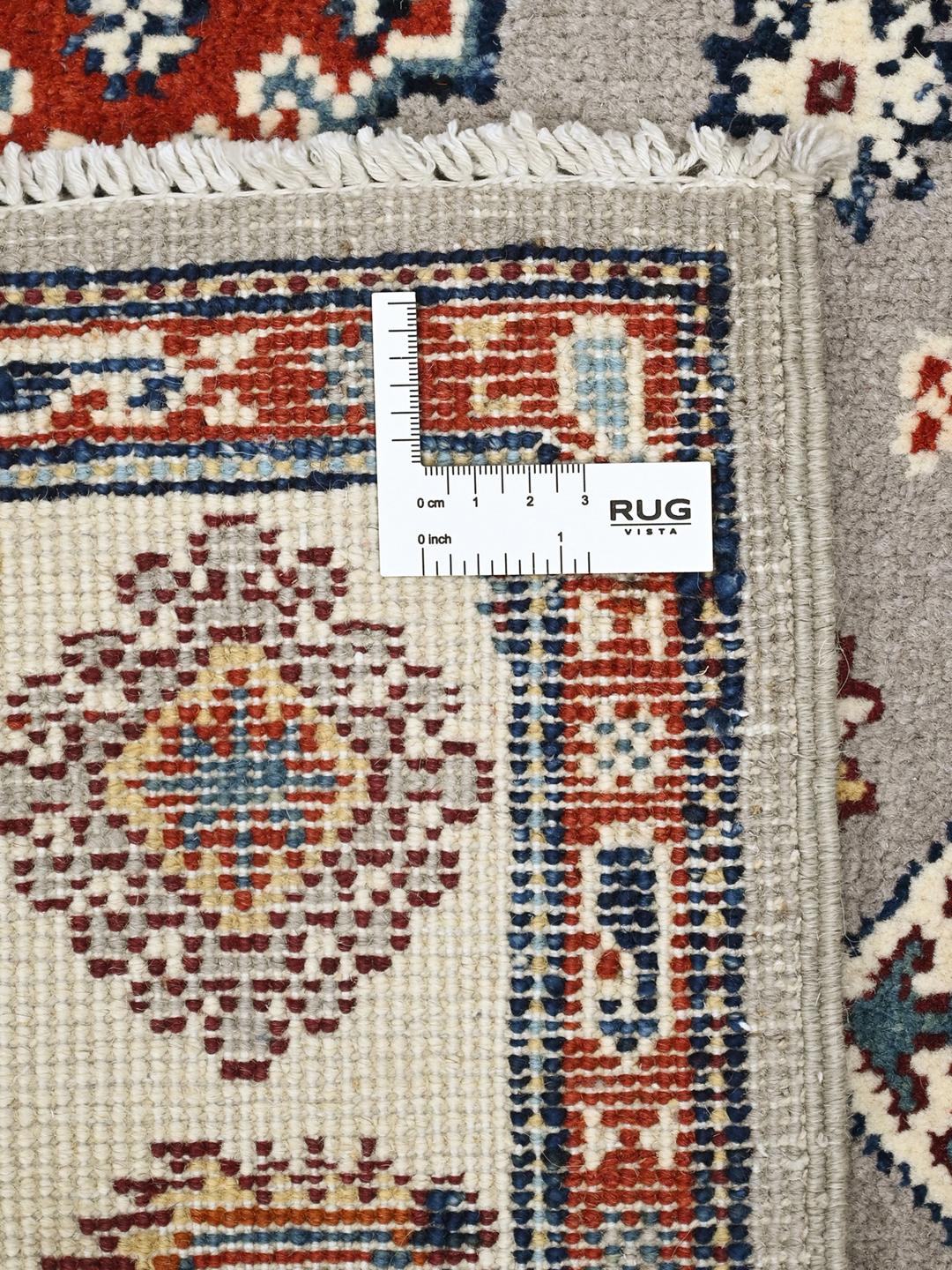 Handgeknüpfter Kazak Fine Teppich aus Afghanistan in Grau und Mehrfarbig
