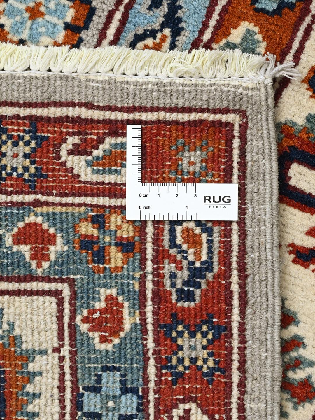 Handgeknüpfter Kazak Teppich in Grau und Mehrfarbig mit Stammesmotiven