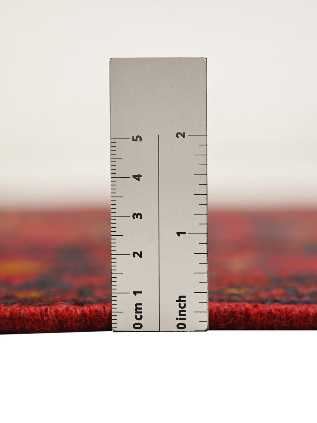Tapis Afghan Khal Mohammadi noué à la main en rouge foncé et gris foncé