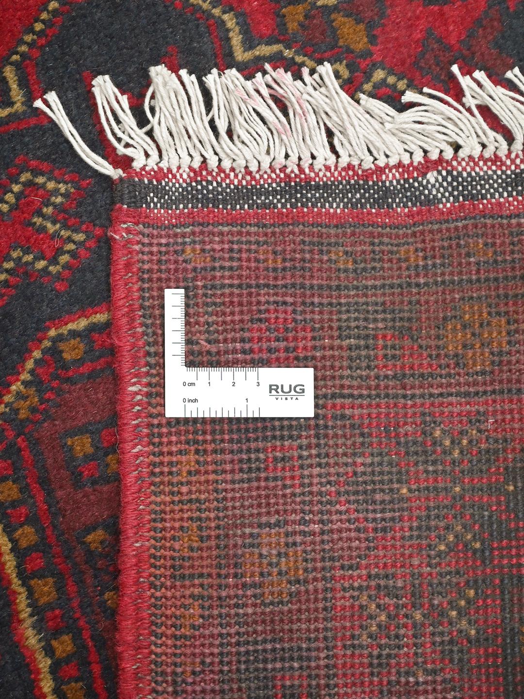 Tapis Afghan Khal Mohammadi noué à la main en rouge foncé et gris foncé