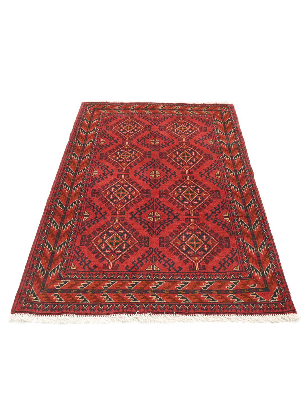 Tapis Afghan Khal Mohammadi noué à la main en rouge et noir