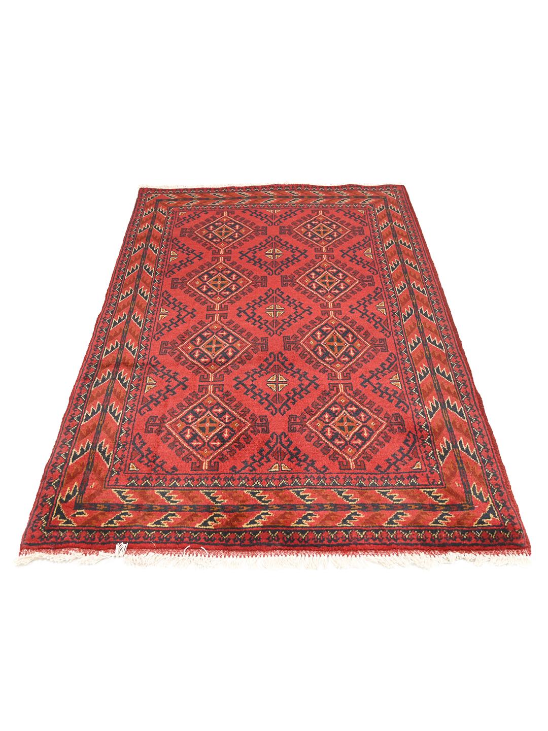 Tapis Afghan Khal Mohammadi noué à la main en rouge et noir