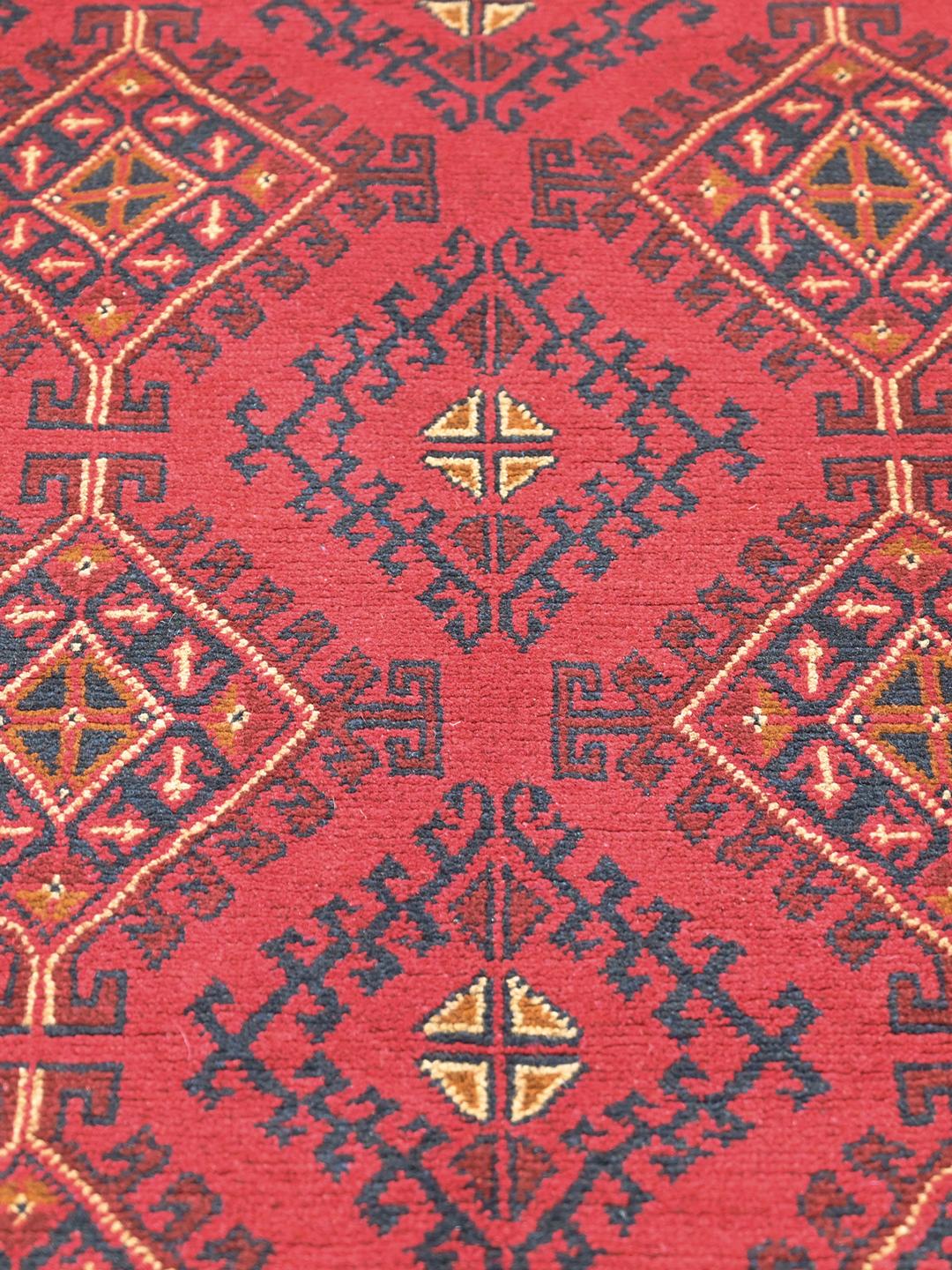 Tapis Afghan Khal Mohammadi noué à la main en rouge et noir