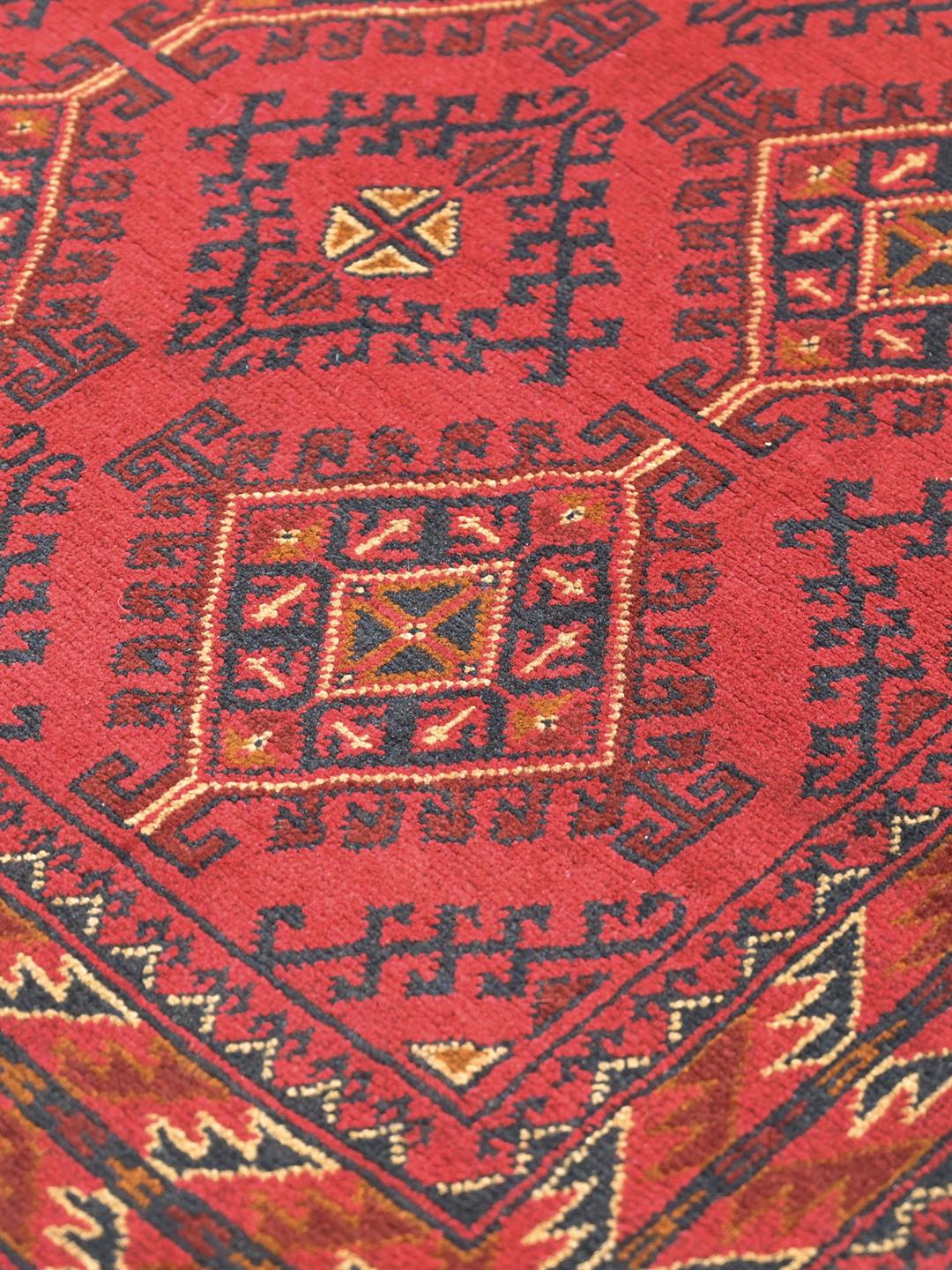 Tapis Afghan Khal Mohammadi noué à la main en rouge et noir