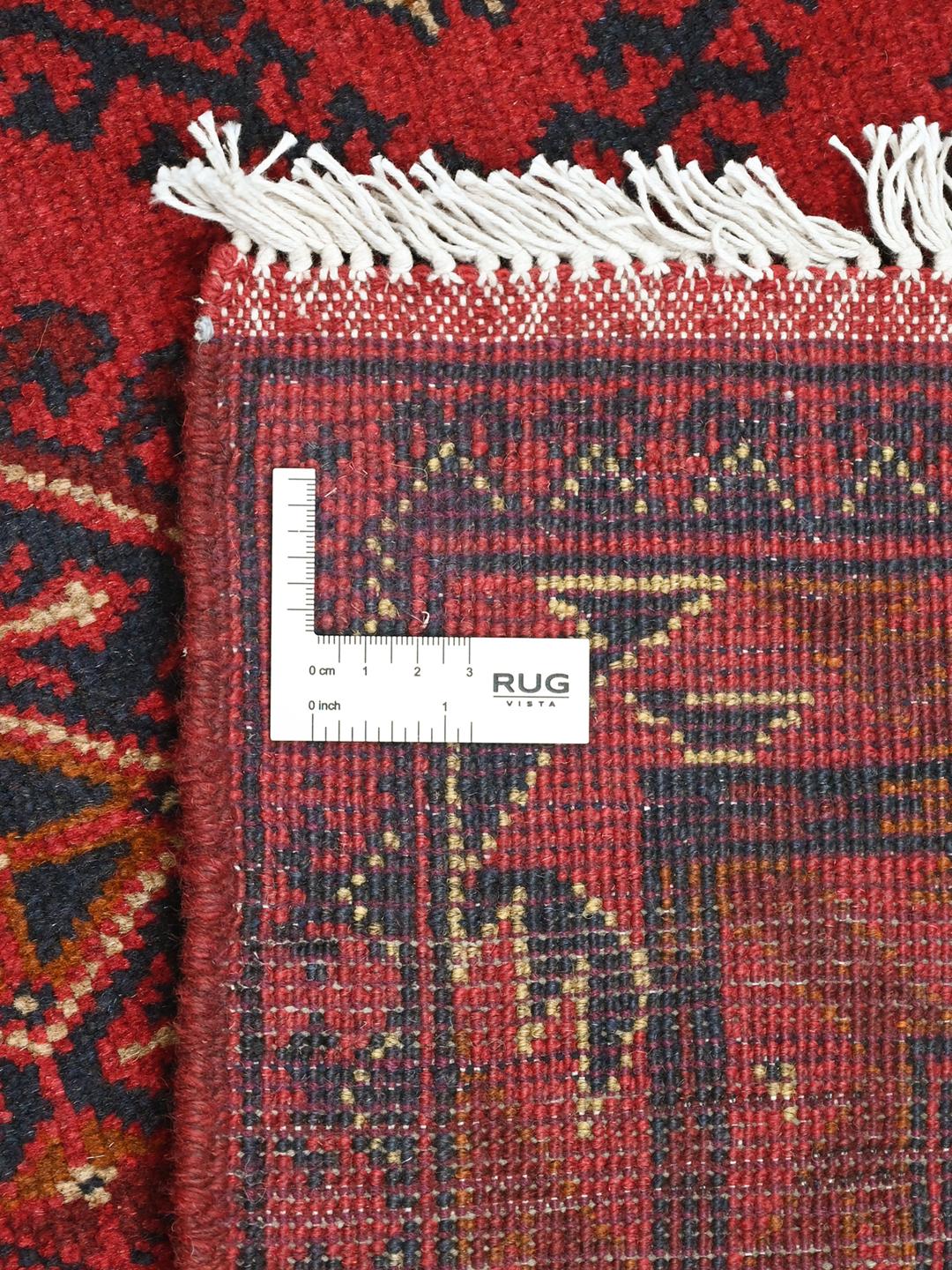 Tapis Afghan Khal Mohammadi noué à la main en rouge et noir