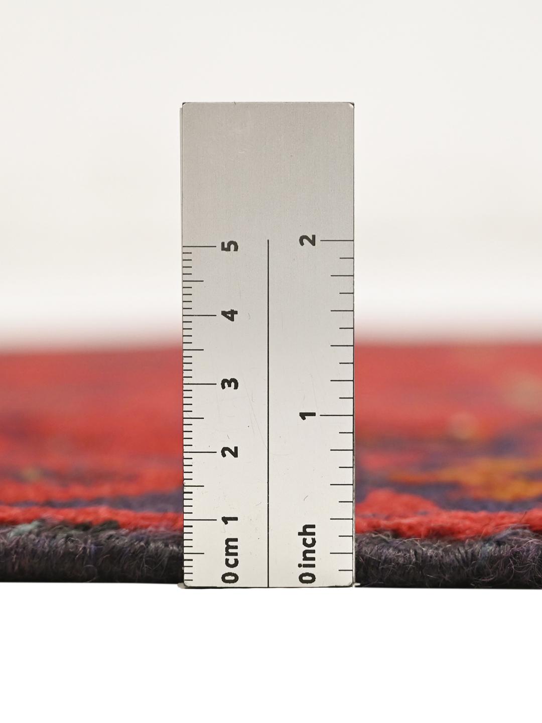 Hand-knotted Afghan Khal Mohammadi rug in red and black