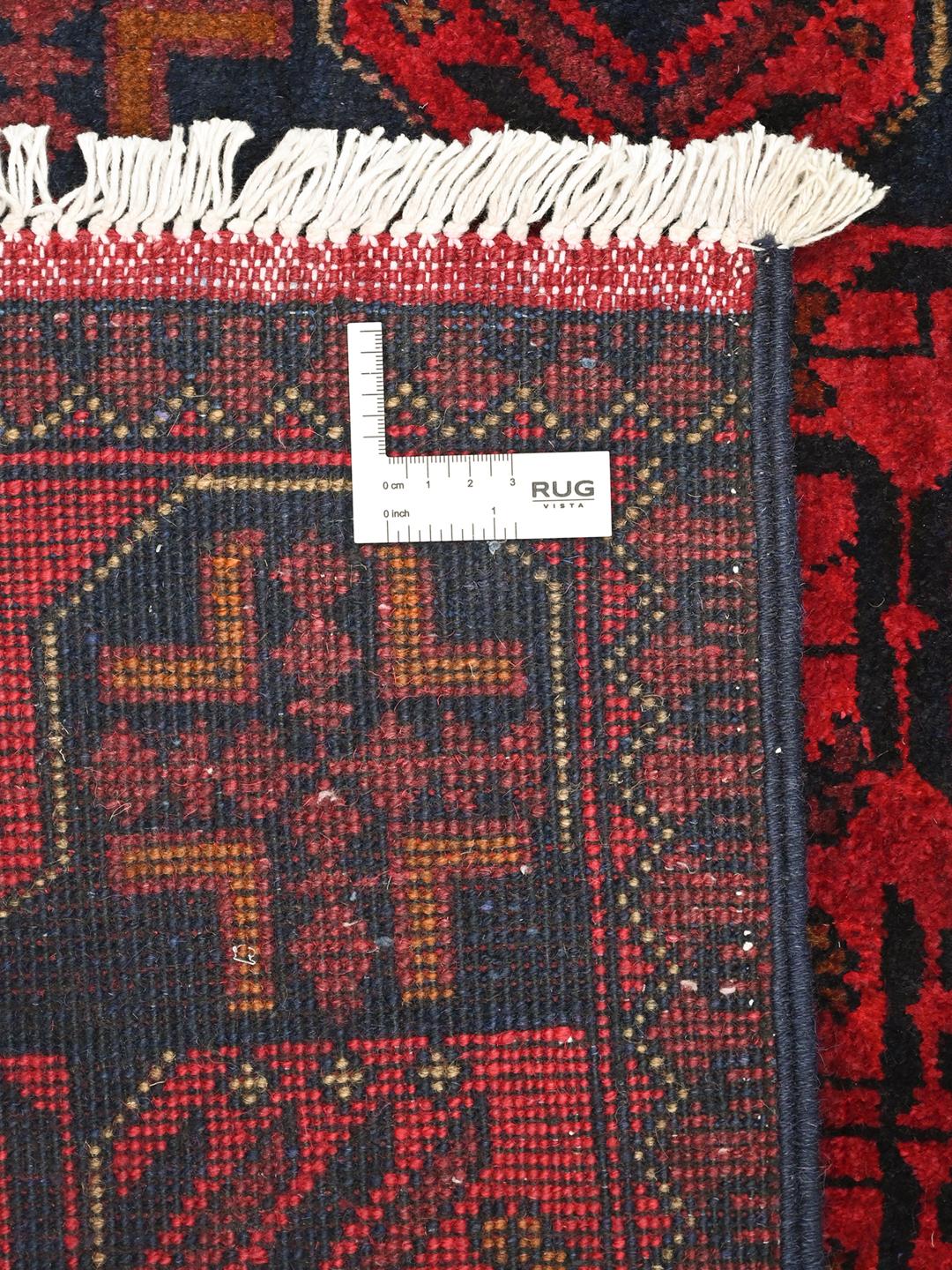 Handgeknoopt Afghaans Khal Mohammadi-tapijt in rood en donkergrijs