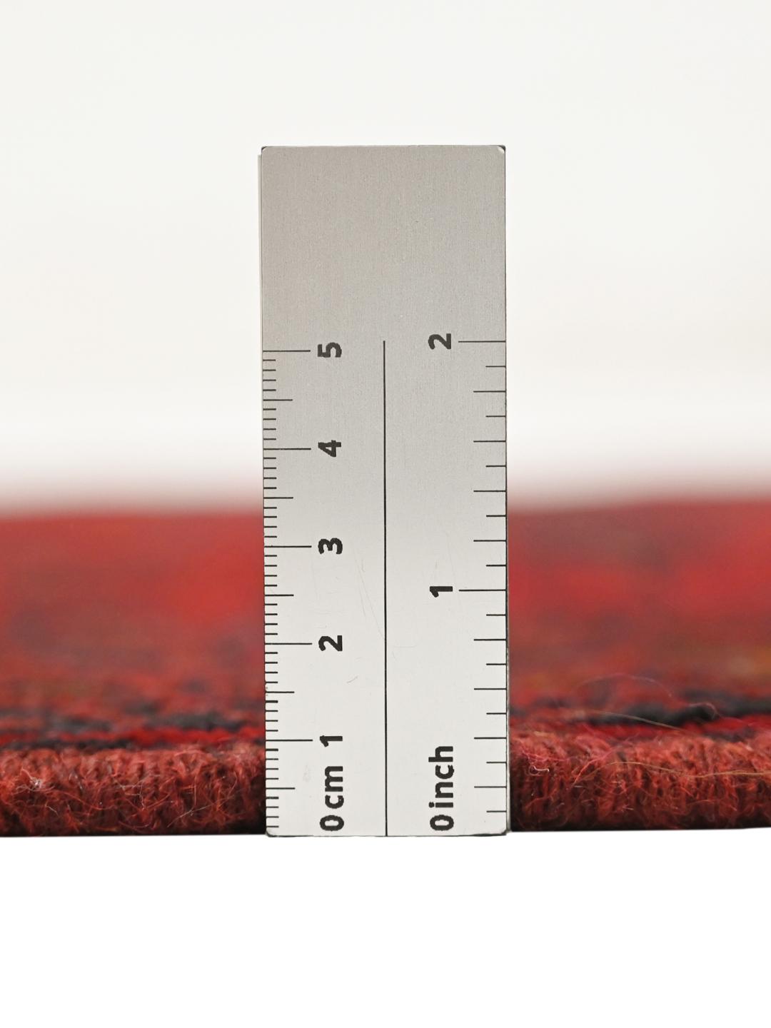 Hand-knotted Afghan Khal Mohammadi rug in red and black