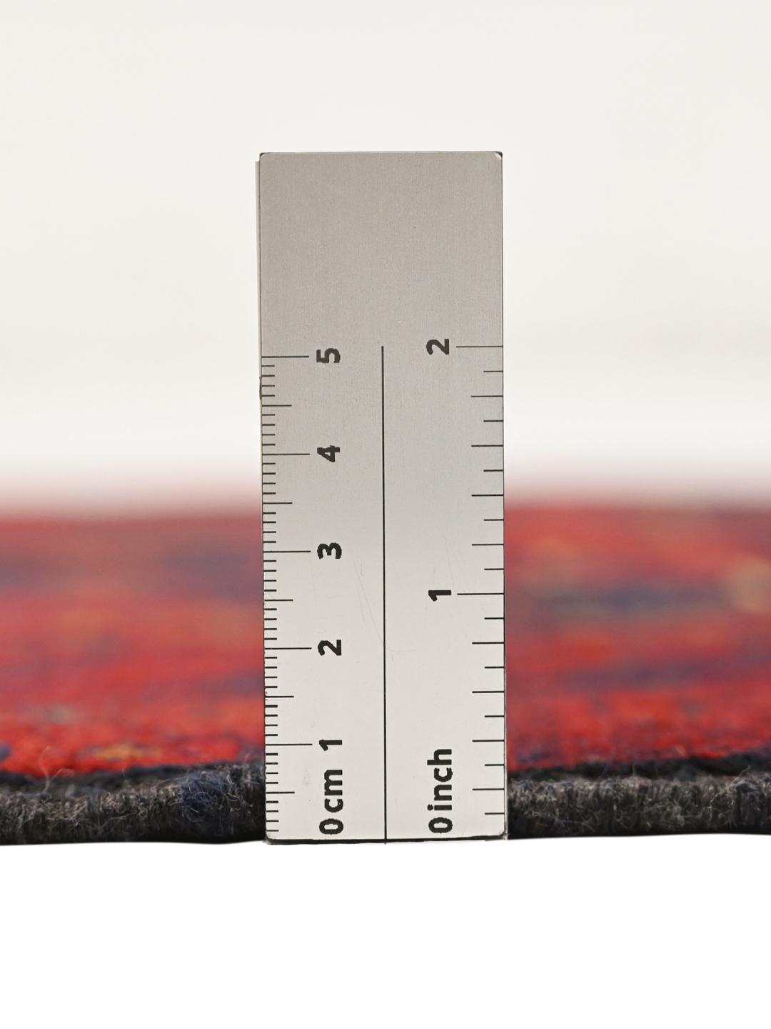 Tapis Afghan Khal Mohammadi noué à la main en laine rouge et bleu foncé