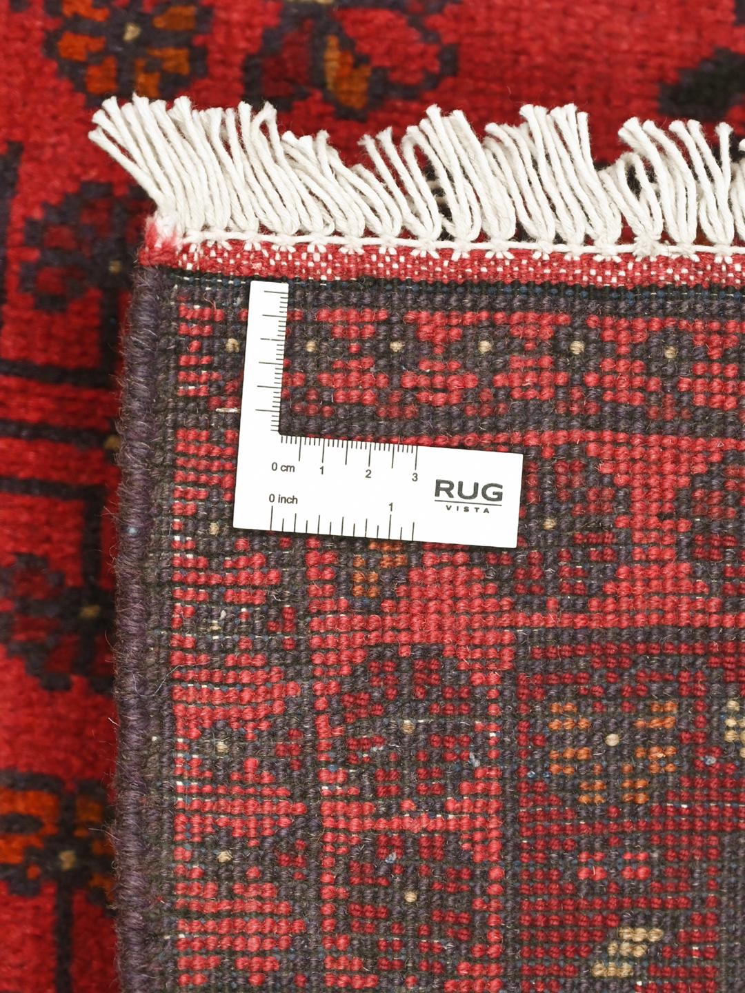 Handgeknoopt Afghaans Khal Mohammadi wollen tapijt in rood en zwart