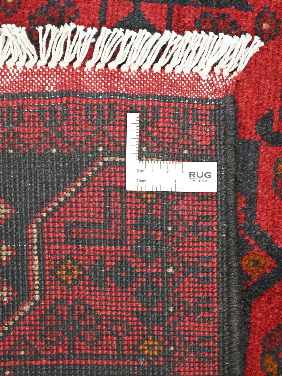 Tapis Afghan Khal Mohammadi noué à la main en rouge et gris foncé