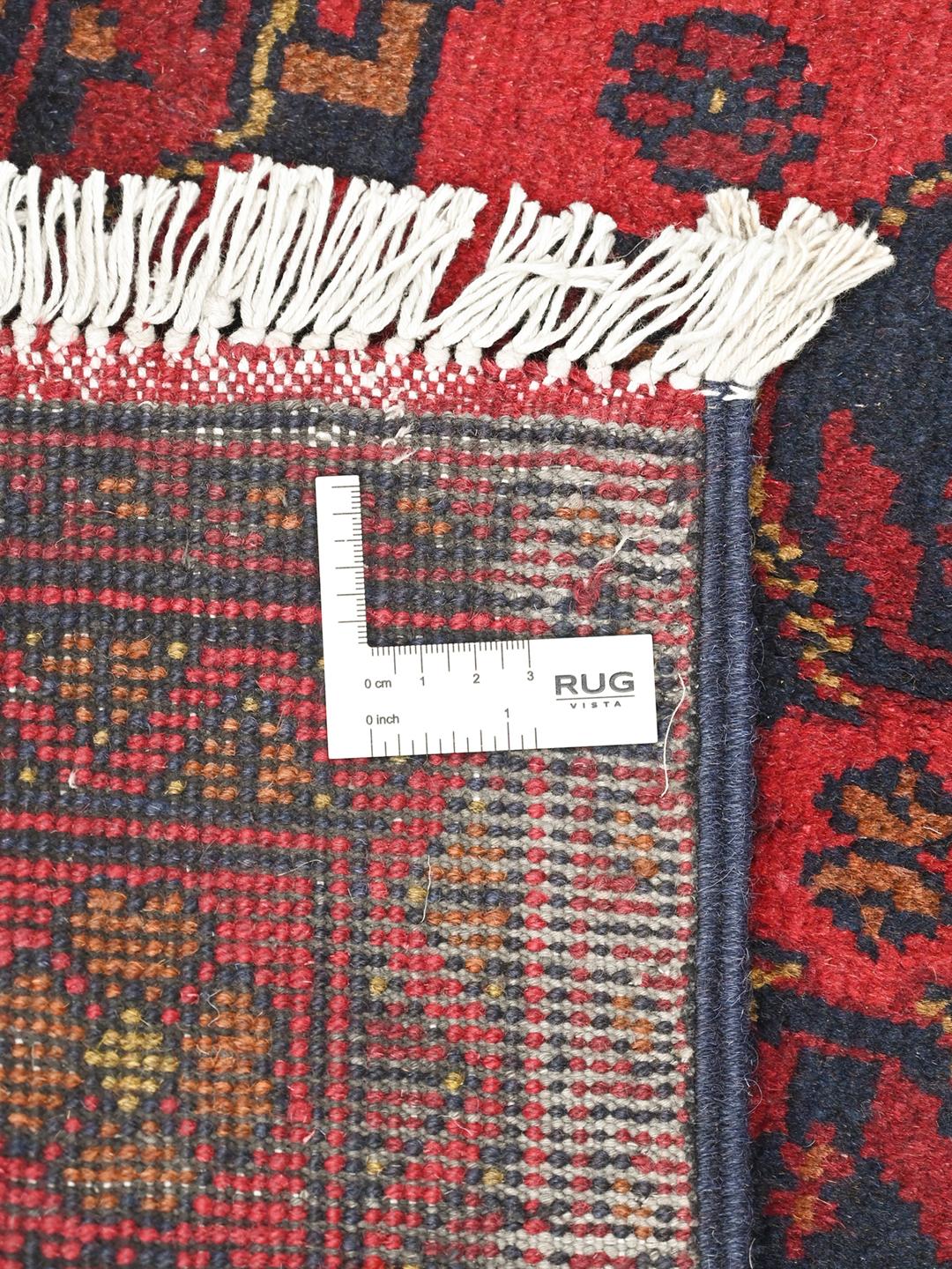 Handgeknoopt rood Afghaans Khal Mohammadi-kleed met medaillonpatronen