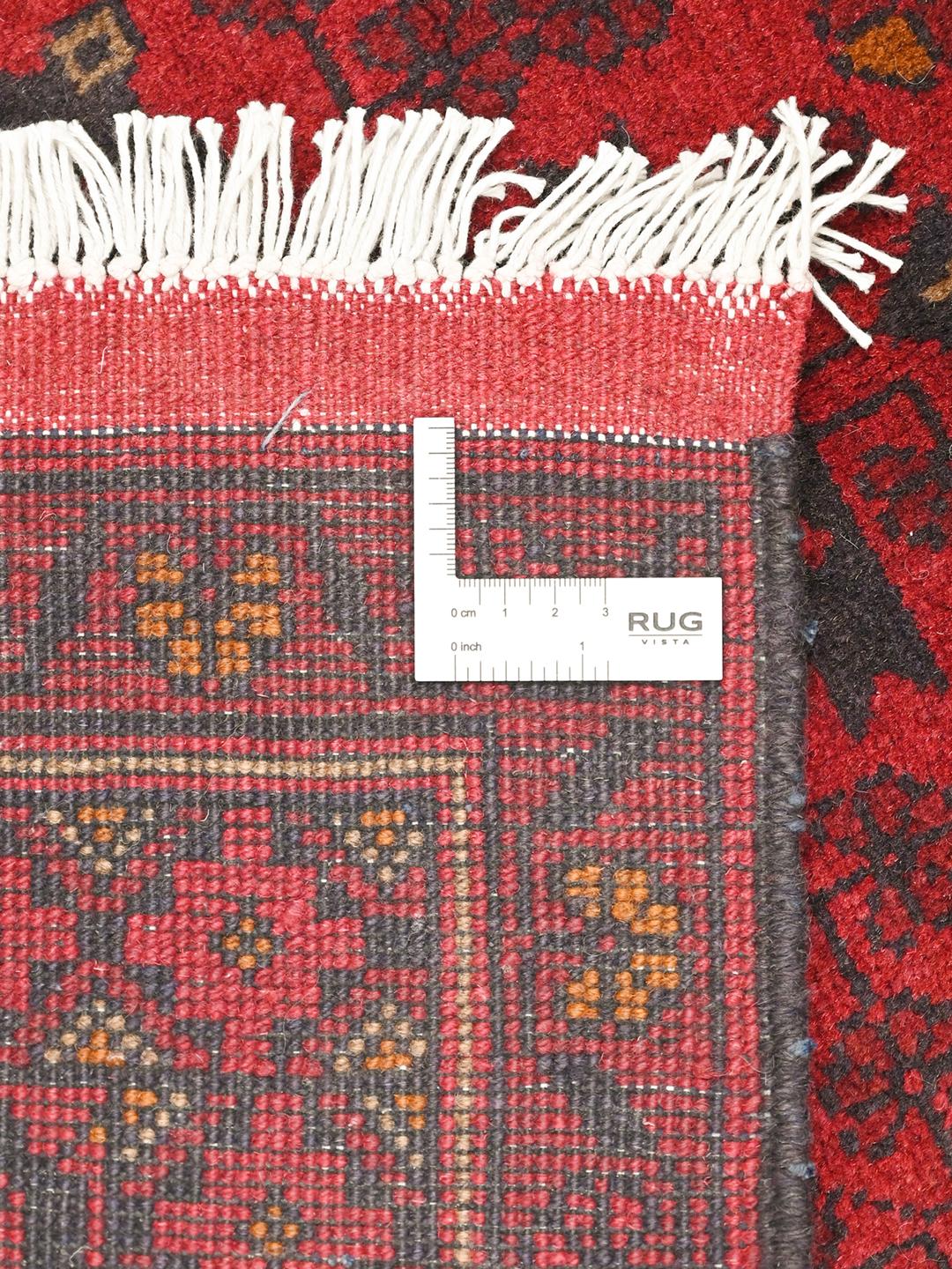 Hand-knotted red Afghan Khal Mohammadi rug with traditional medallions