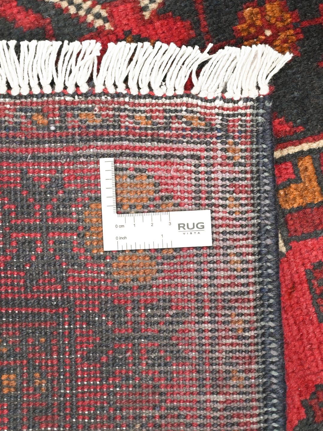 Hand-knotted red Afghan Khal Mohammadi wool rug with dark-grey medallions