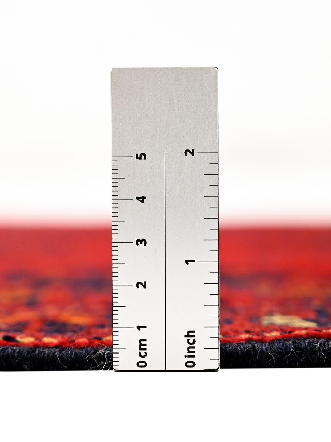 Hand-knotted Afghan Khal Mohammadi wool runner in red and dark-grey
