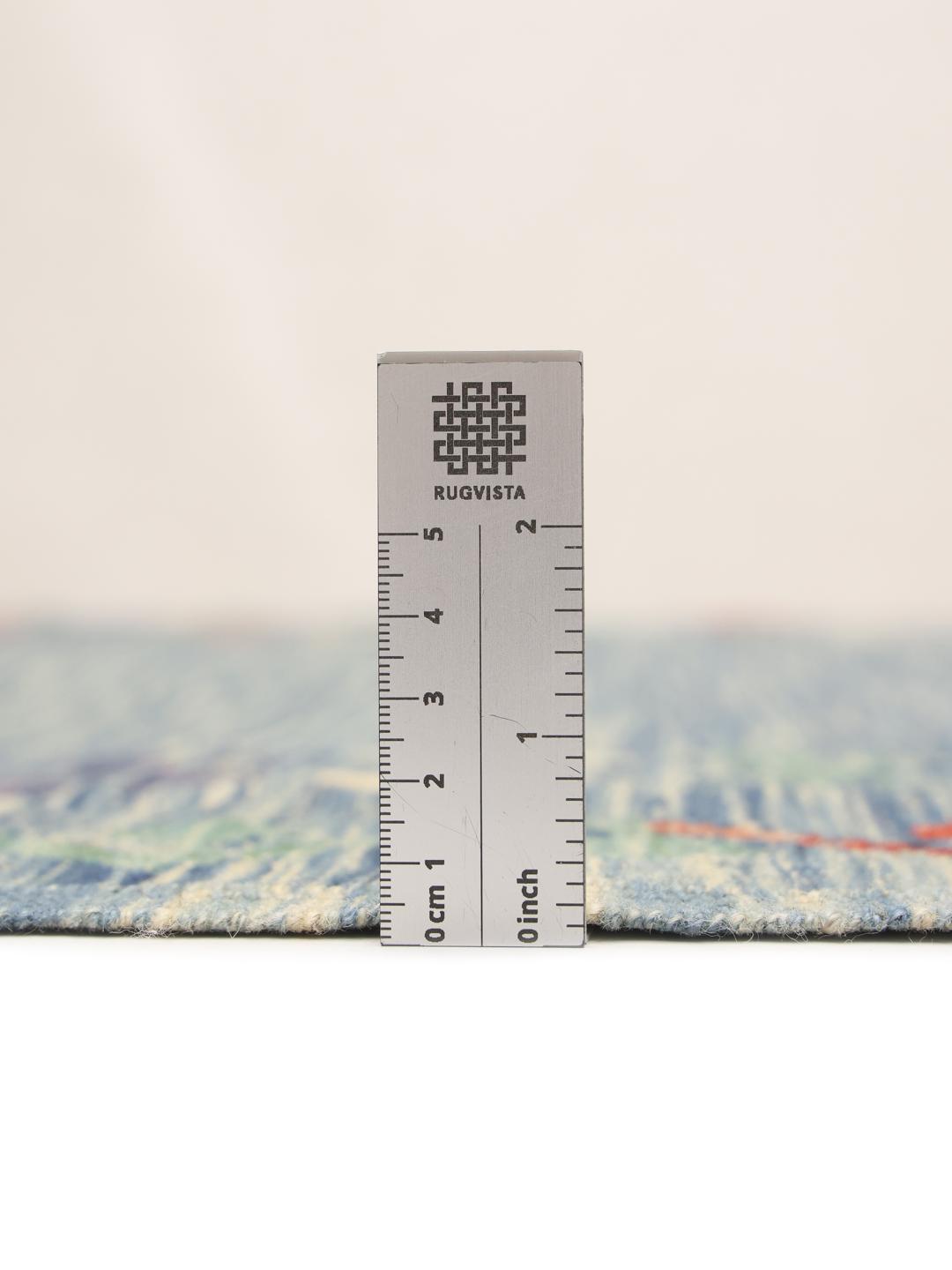 Handgeweven Afghaanse kelim in het blauw met decoratieve rand