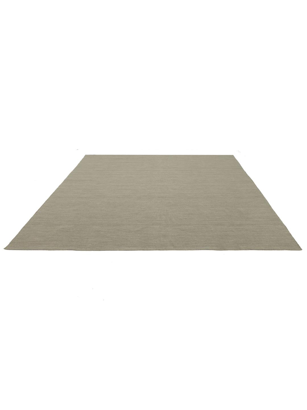 Vierkant geweven vloerkleed in lichtgrijs en beige