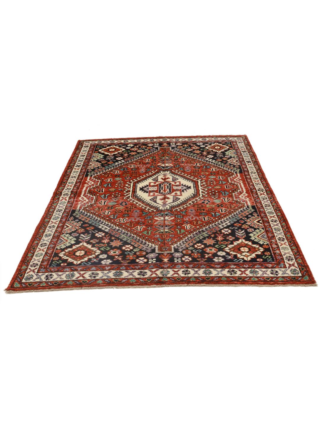 Afghan handmade wool rug in dark-red and dark-blue