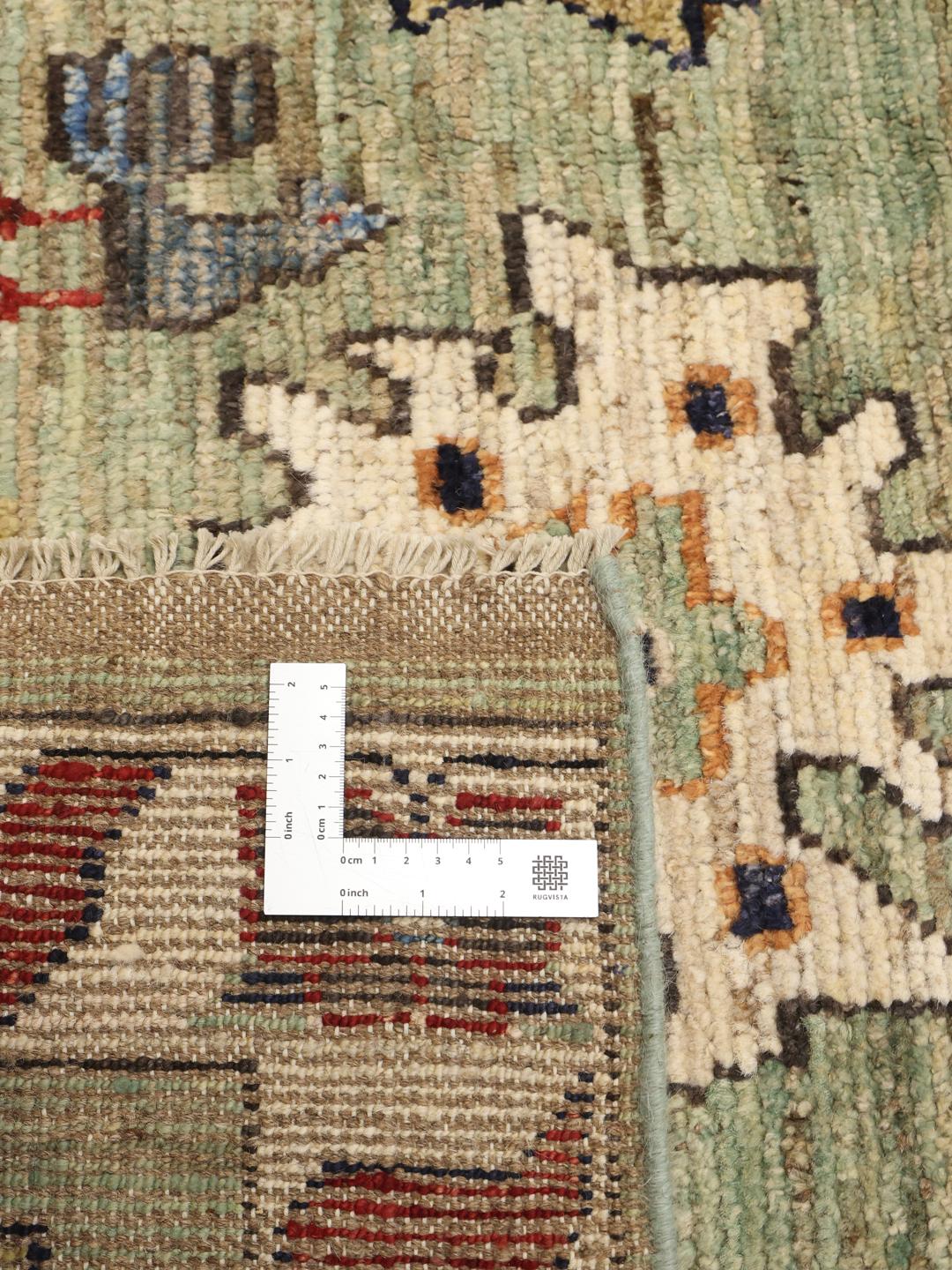 Handgefertigter Usak Teppich aus Afghanistan in Hellgrün