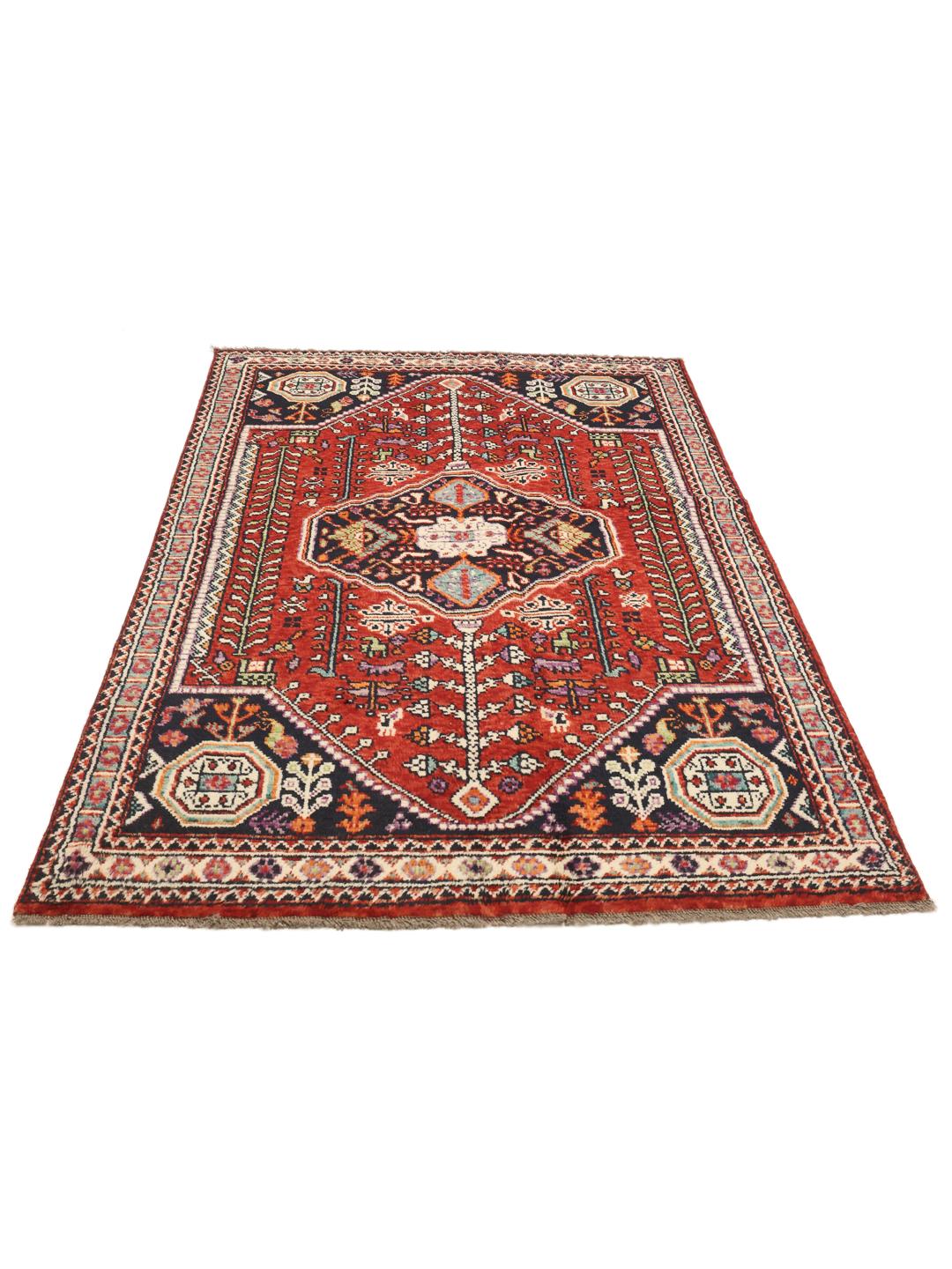 Kazak rug from Afghanistan in dark-red