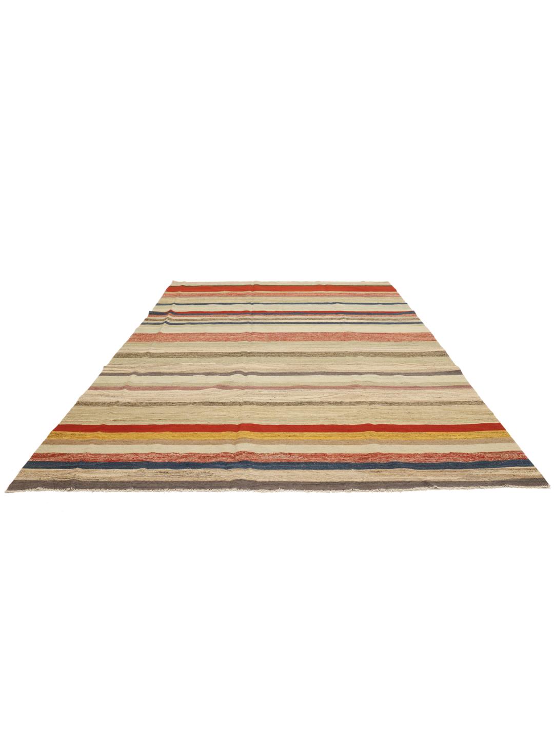 Handgeweven tapijt met een streepjespatroon in multicolor
