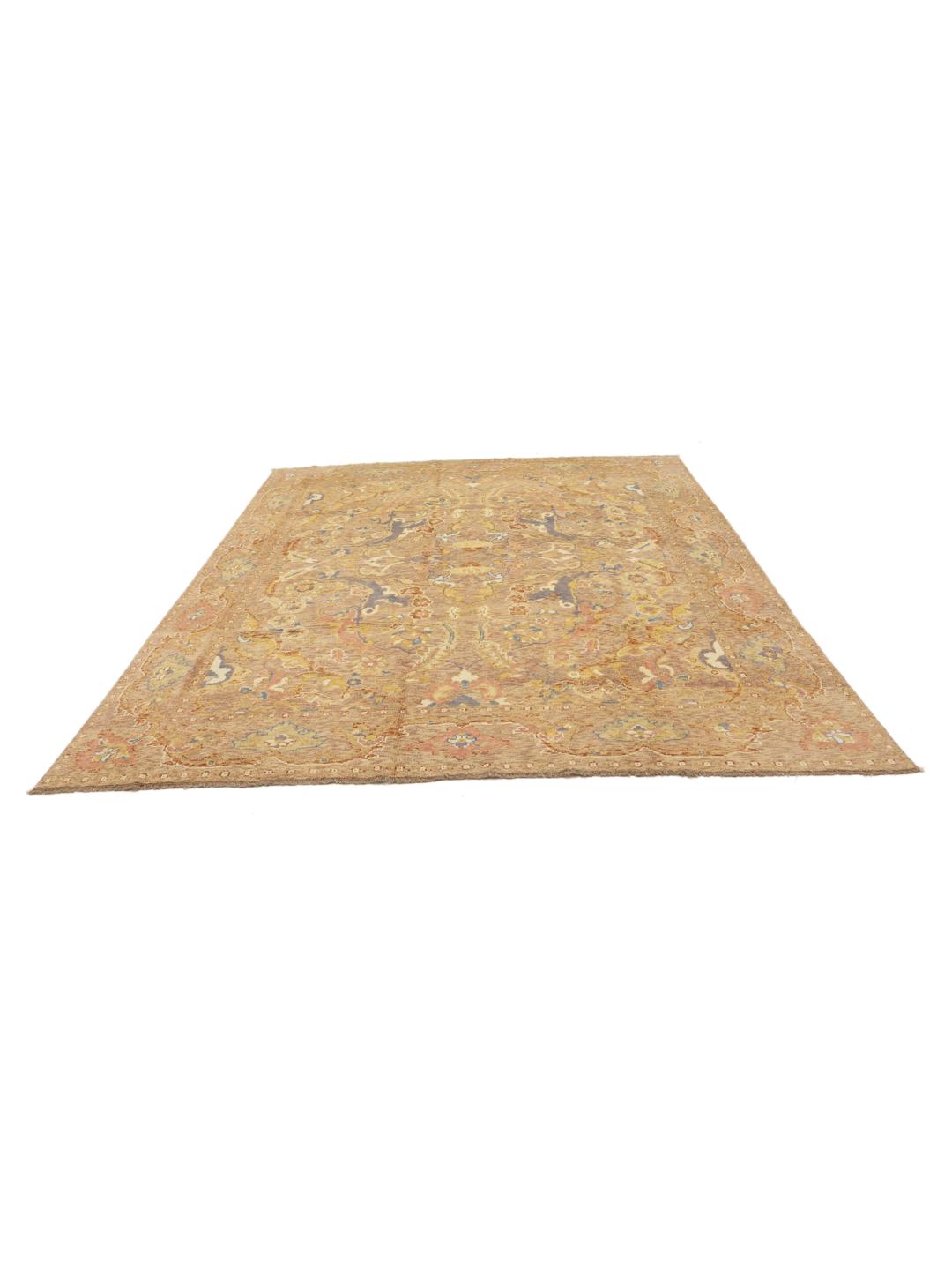 Handgemaakt Afghaans tapijt in beige met bloemmotieven