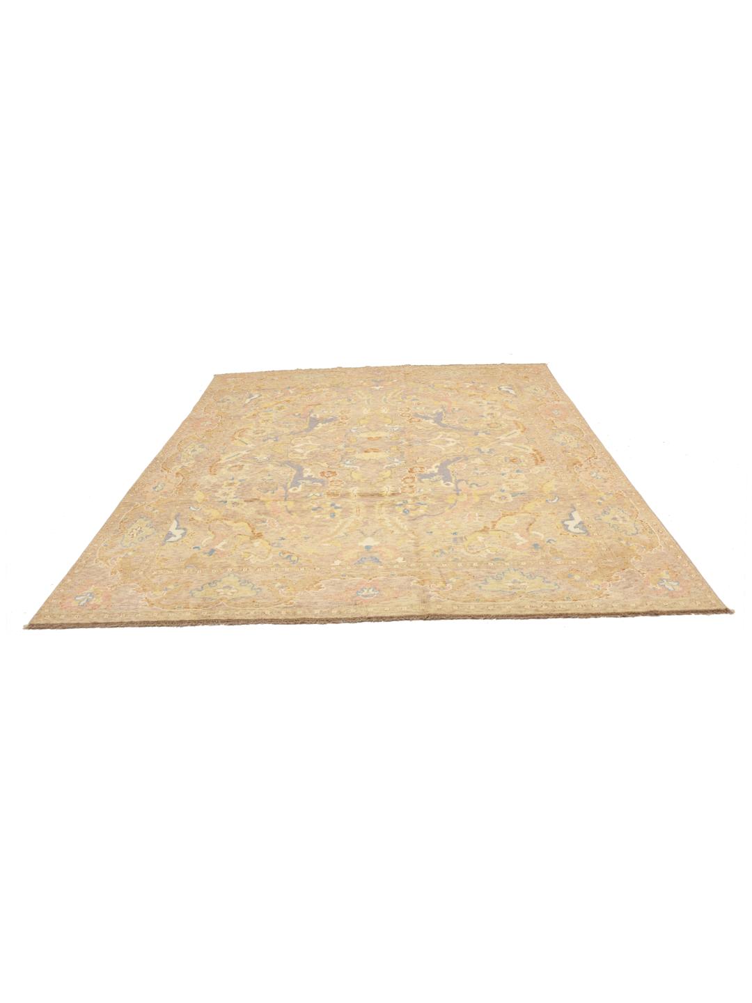 Handgemaakt Afghaans tapijt in beige met bloemmotieven