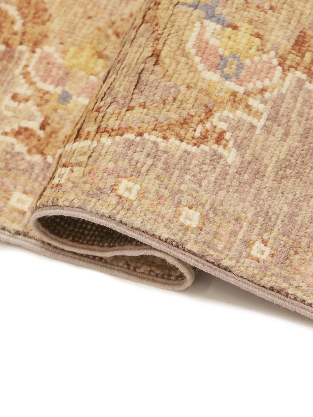 Handgemaakt Afghaans tapijt in beige met bloemmotieven