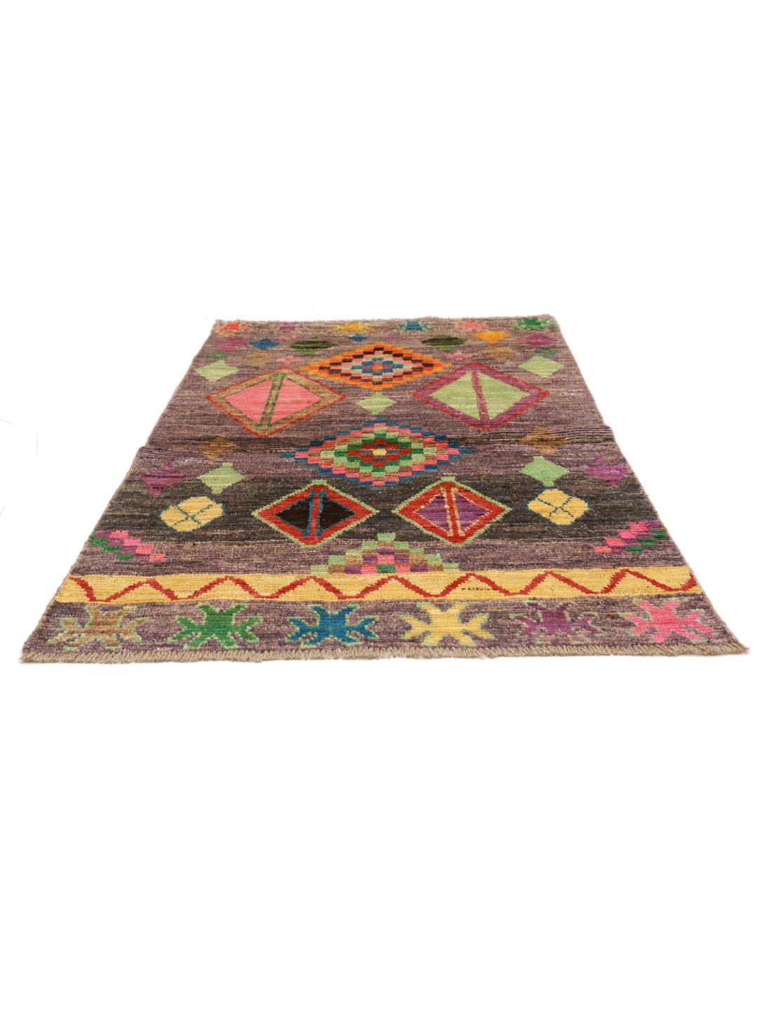 Handmade Berber Colourful rug from Afghanistan in purple
